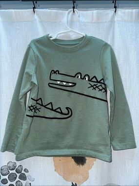 Garanimals Sage Green Crocodile Graphic Long Sleeve Tee